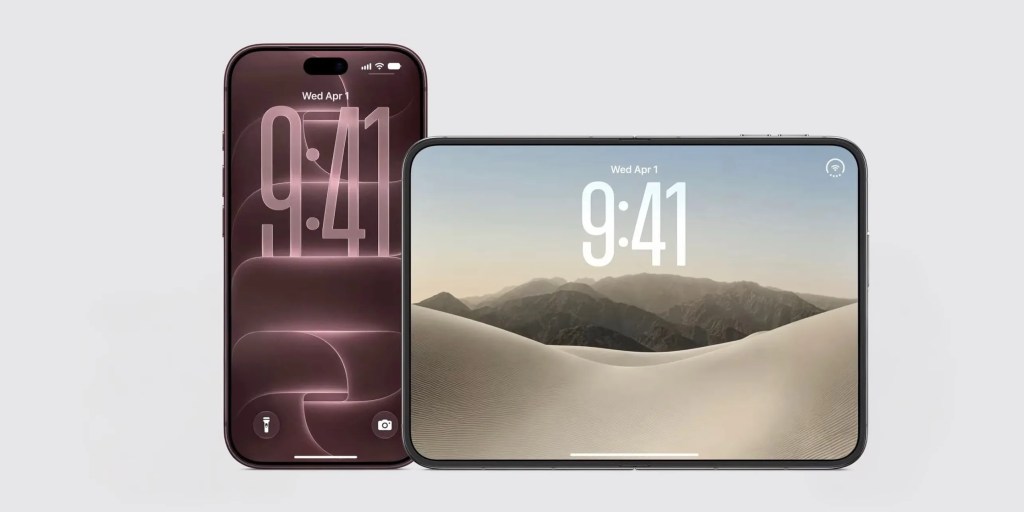 iPhone Duo plegable junto a un iPhone 18 Pro Max mostrando la pantalla de bloqueo